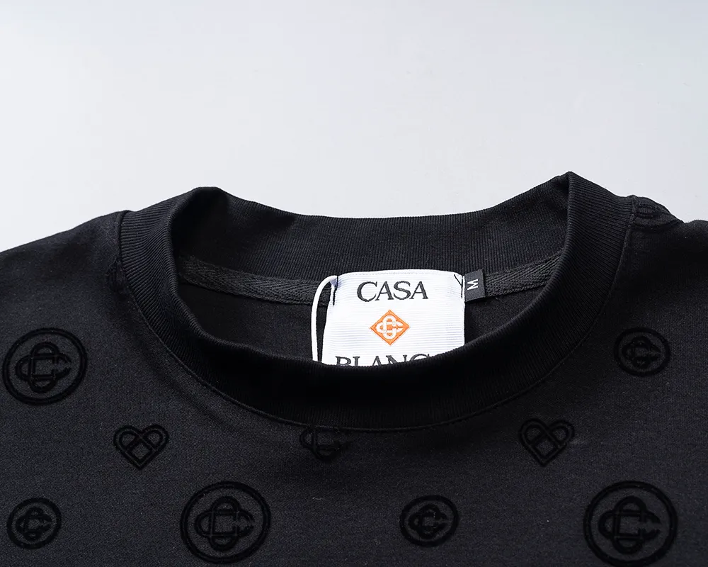 25109# New Arrival round neck T-shirt synchronized with the official website for spring and summer 2026. It is handsome with flocking printing all over. The fabric is comfortable, the workmanship is rigorous, and the wiring is neat. Good upper body effect·Sizes M-3XL Black